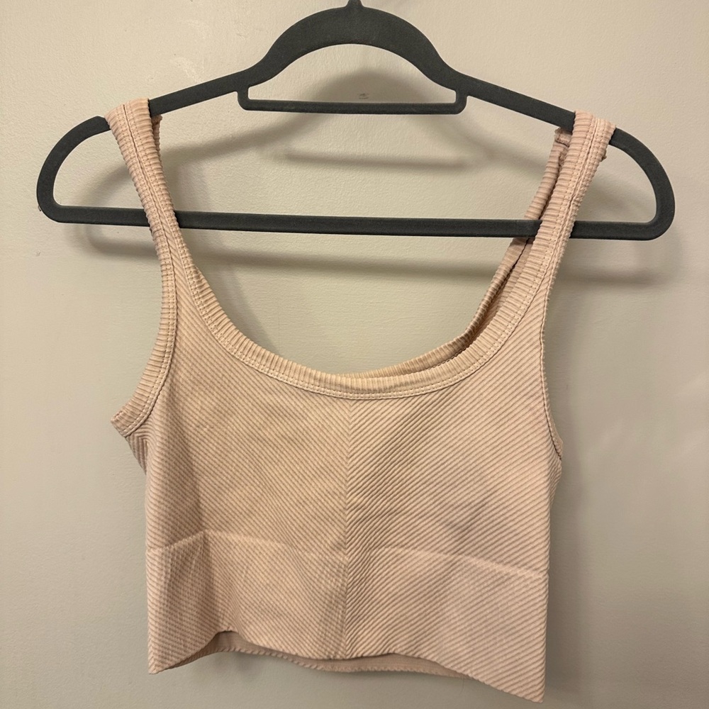 Nikibiki Ribbed Light Peach Crop Top